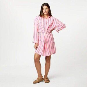 Kerri Rosenthal Lilli Shirt Mini Dress Cotton Poplin Striped L